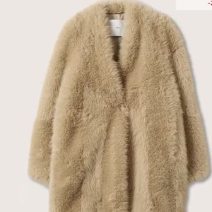 Mango Tan Faux Fur Coat